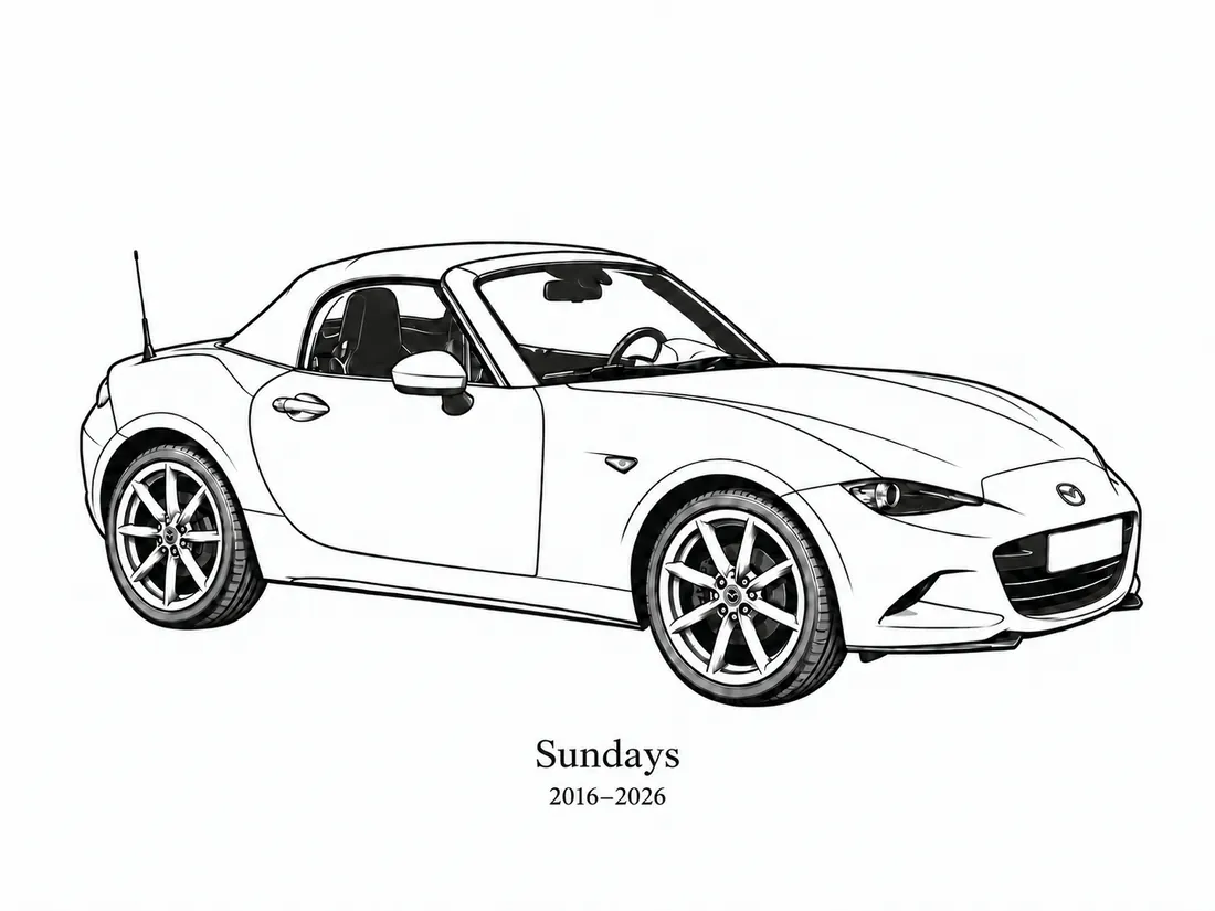 Precision Line artwork of a Mazda MX-5 Miata