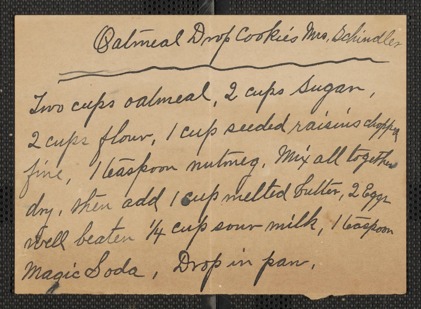 The original recipe card